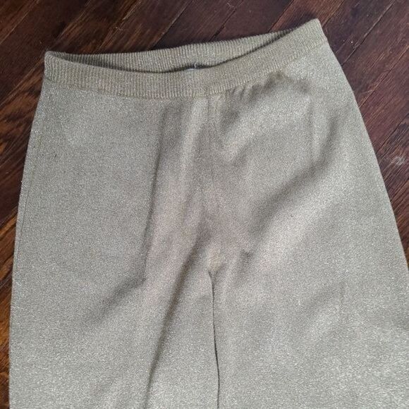 Vintage 80s Metallic Gold Glitter Sparkly Disco Straight Leg Pants Regency - Picture 3 of 12